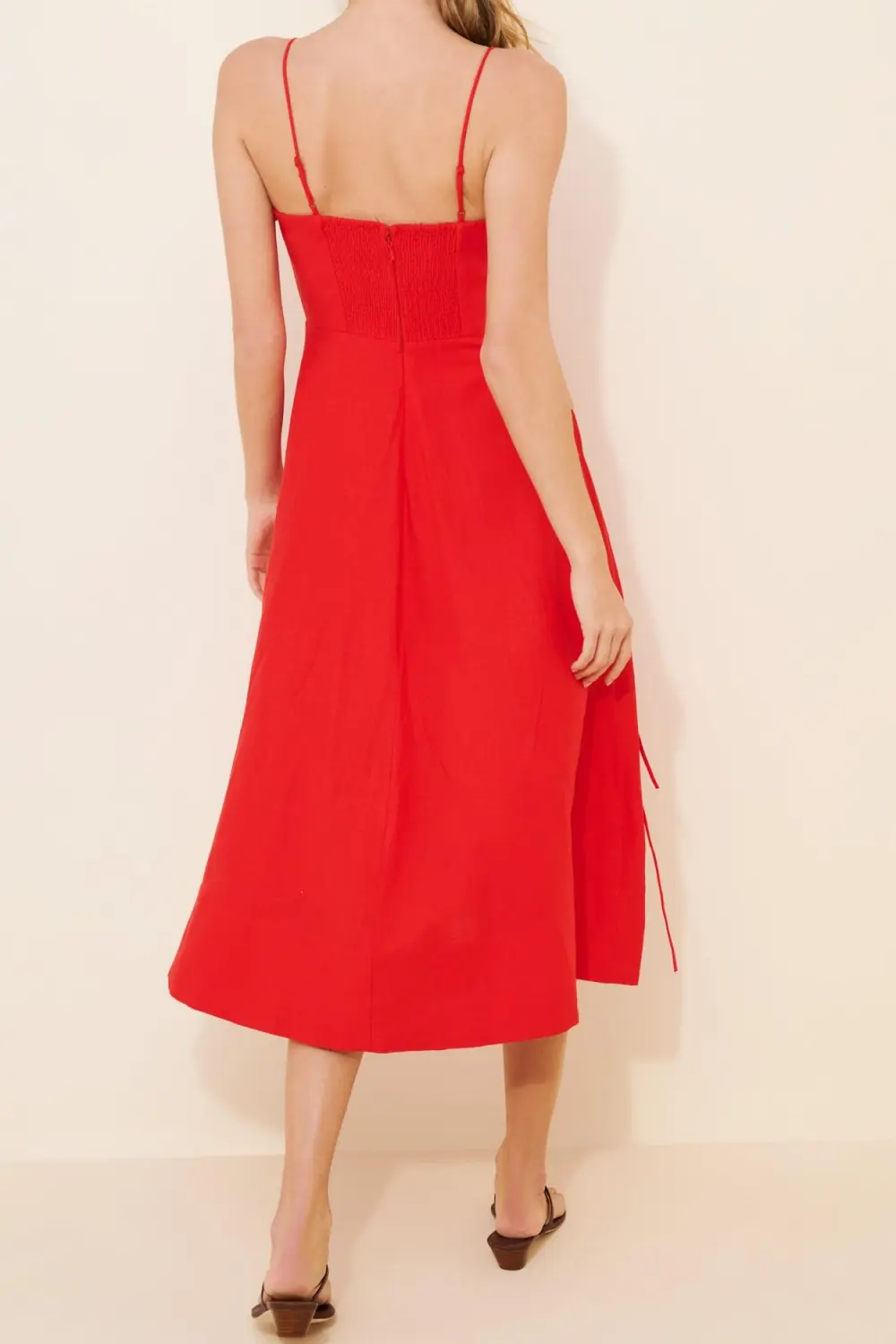 Garden Linen Blend Sleeveless Midi Dress