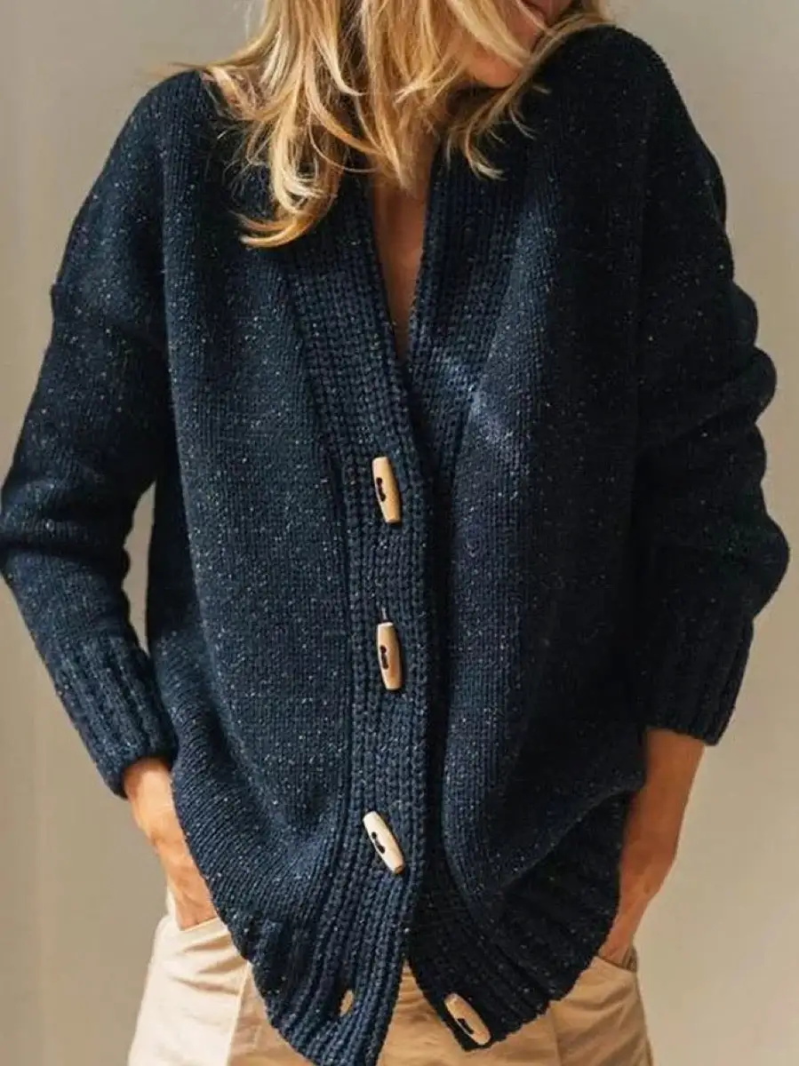 Blue Long Sleeve Plain Sweater