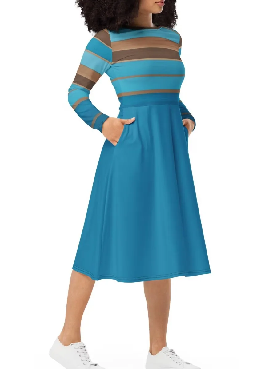 Horizontal Stripe Midi Dress