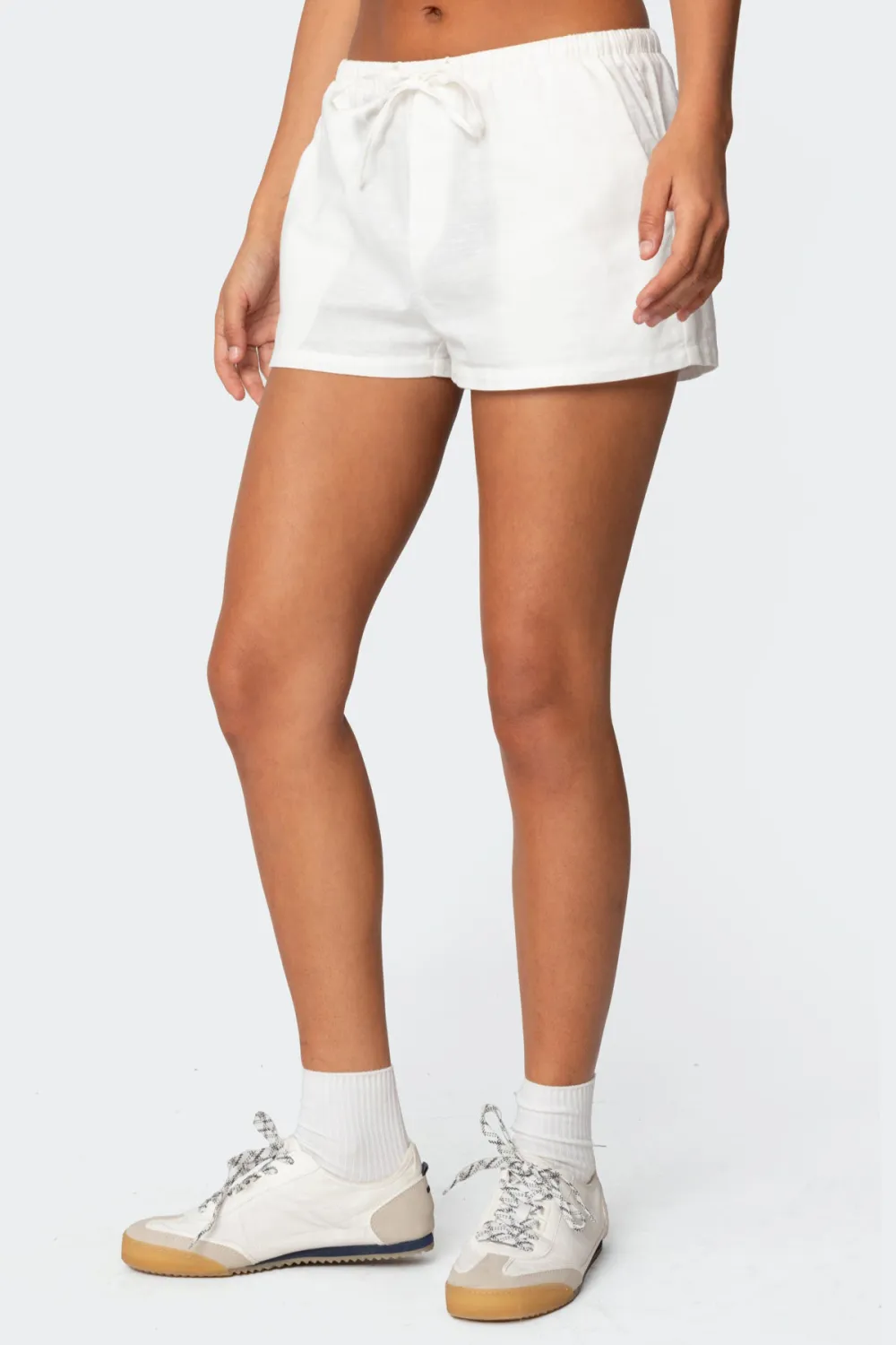 Lace-up Linen Look Shorts