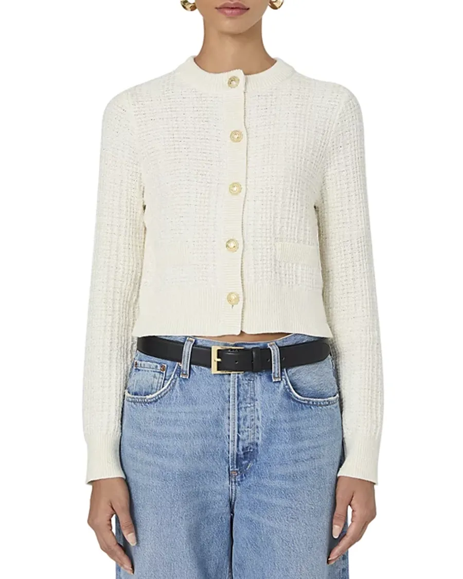 Cropped Silhouette Crewneck Cardigan