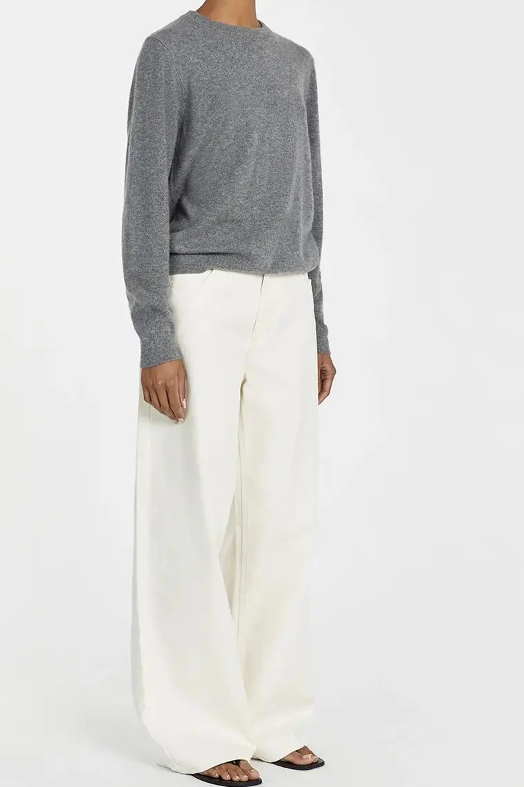 GREY CASHMERE KNIT JUMPER