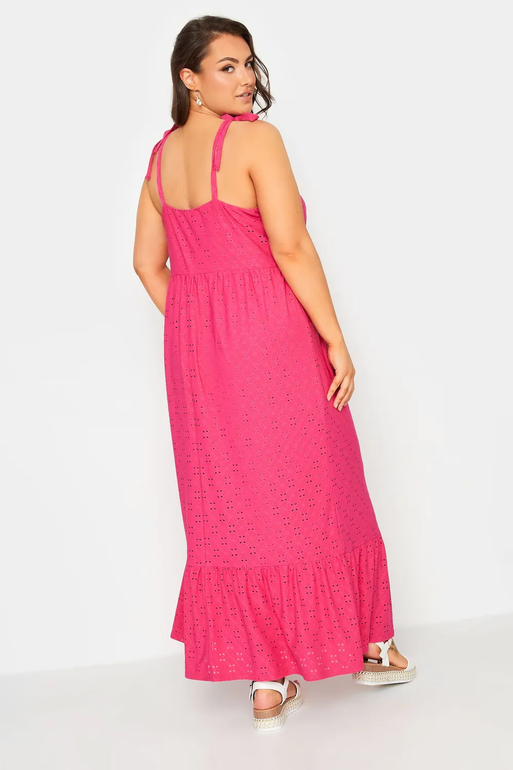 YOURS Curve Bright Orange Broderie Anglaise Maxi Dress