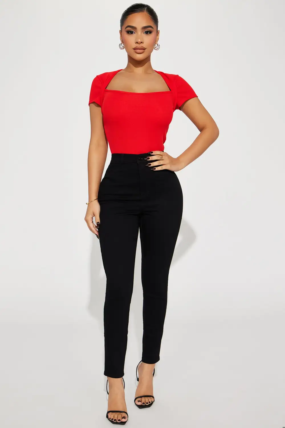 Haley Ribbed Top - Red