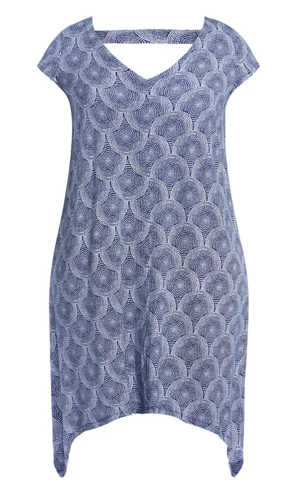 Evans Navy Blue Circle Print T-Shirt Dress