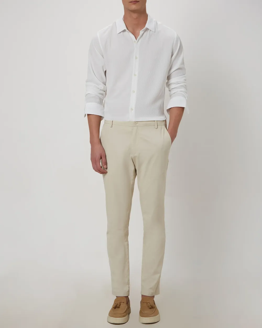 Simple And Soft Slim-Fit Breathable White Shirt