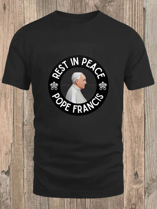 Men's Rest In Peace 1936-2025 Print Short Sleeve Round Neck Cotton T-Shirt