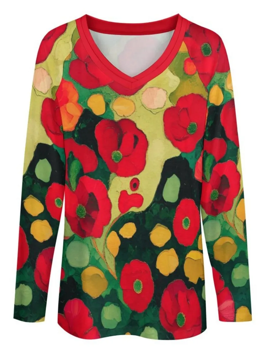Art Floral Raglan T-Shirt