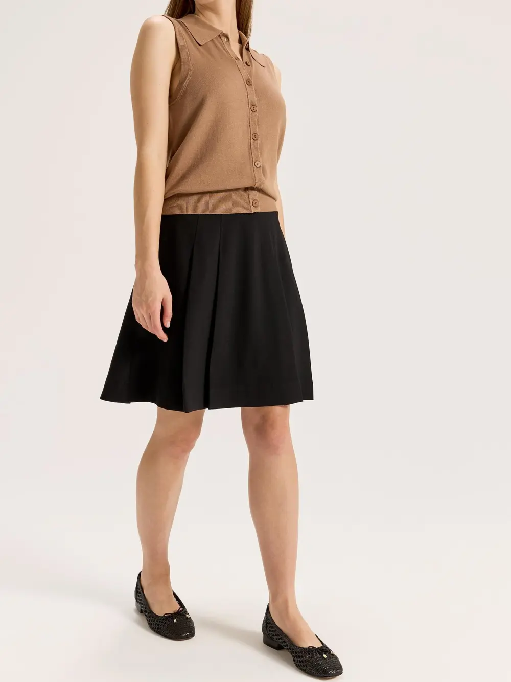 Crepe A-Line Knee Length Flounce Skirts