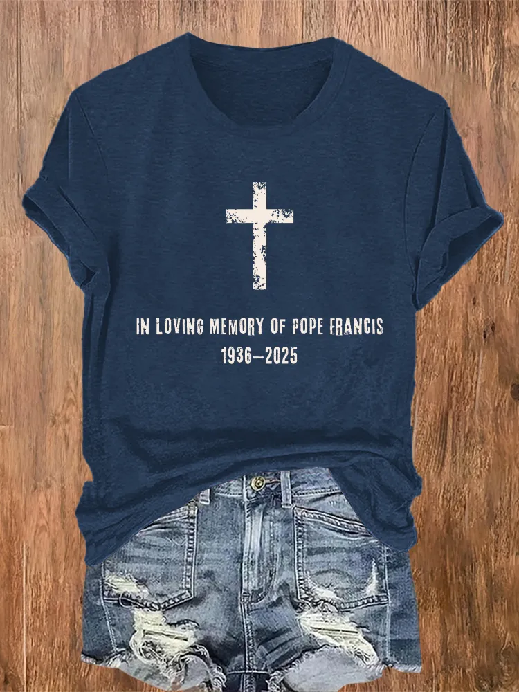 Women's In Loving Memory Of PF 1936-2025 Print Short Sleeve Round Neck Cotton T-Shirt