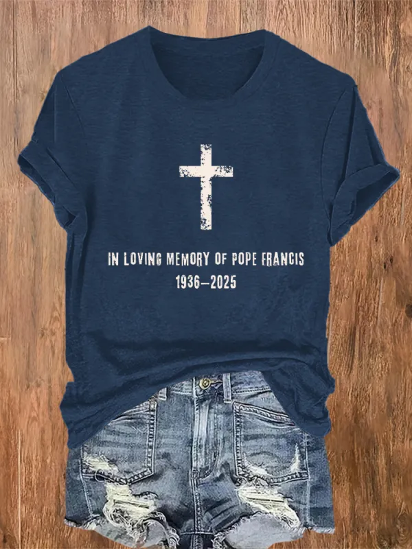 Women's In Loving Memory Of PF 1936-2025 Print Short Sleeve Round Neck Cotton T-Shirt