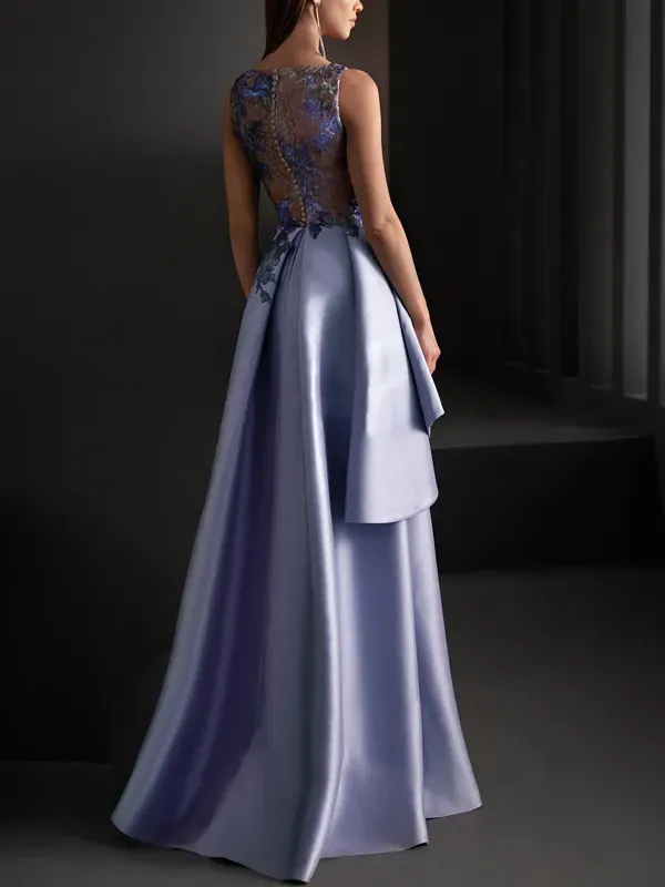 Round Neck Lace Sleeveless Panel Dress