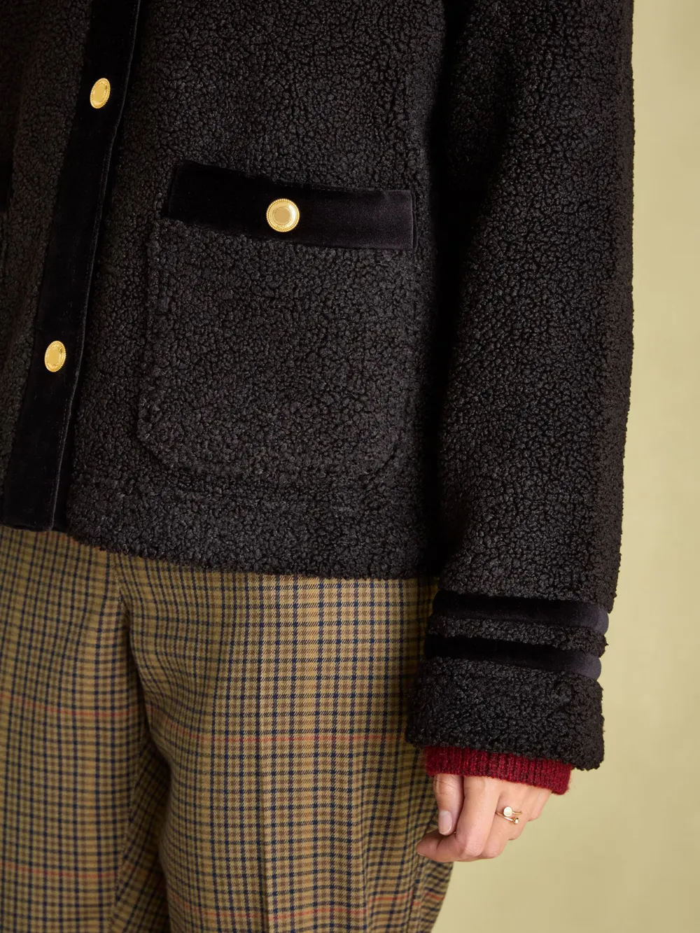 Funnel Neck Black Fleece Jacket