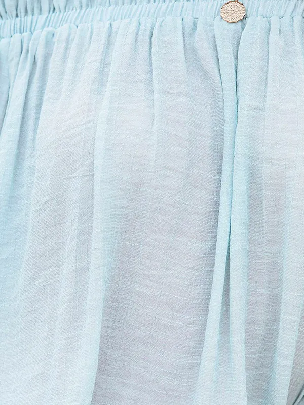 Urban Solid Color Pleated Puff Sleeves Off-The-Shoulder Blouse