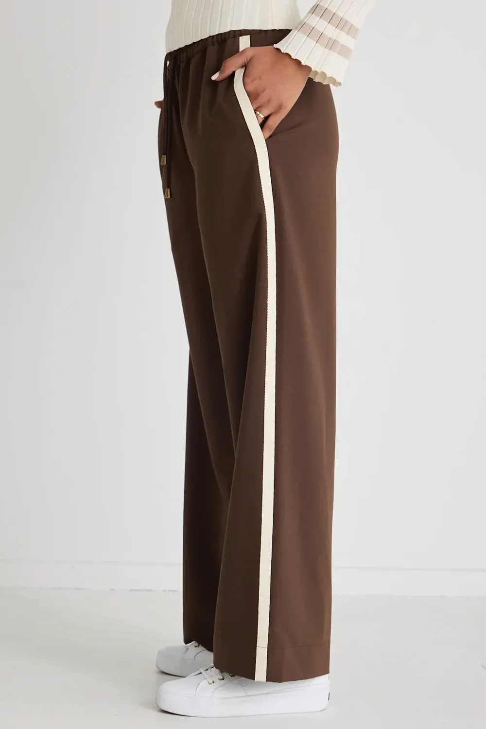 Brown Striped Track Long Pants
