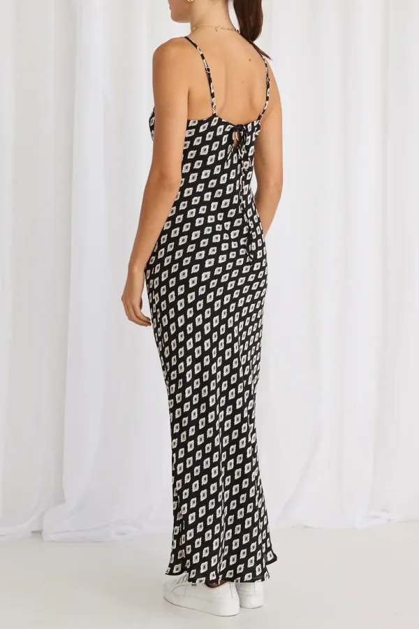 Geo Spot Strappy Bias Maxi Dress