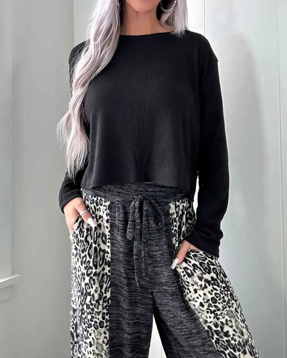 DOORBUSTER Black Hacci Ribbed Long Sleeve Top