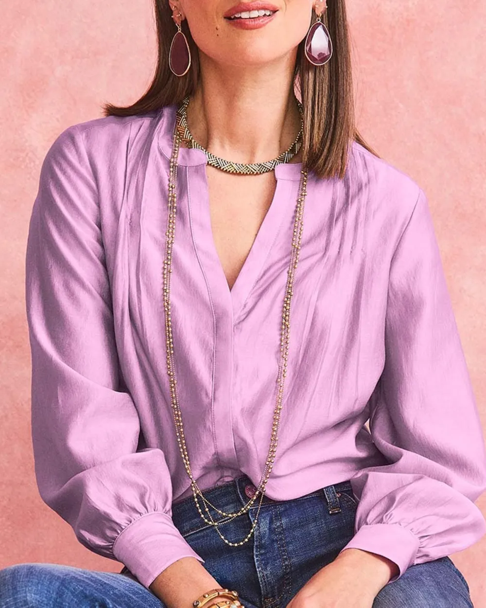 Tencel-Blend Sheer Blouse