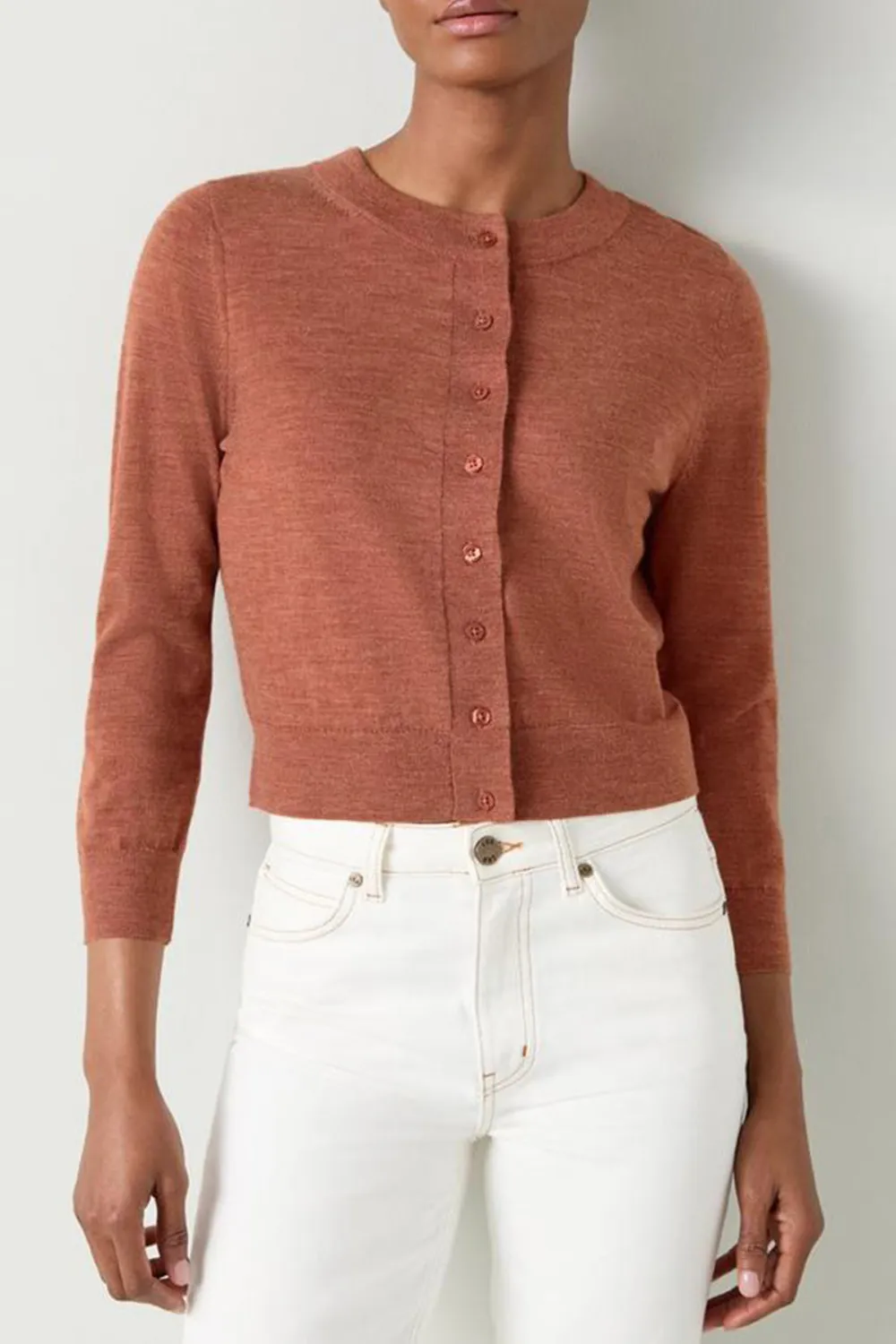 Dusk Pink Cropped Button Up Knit Cardigan