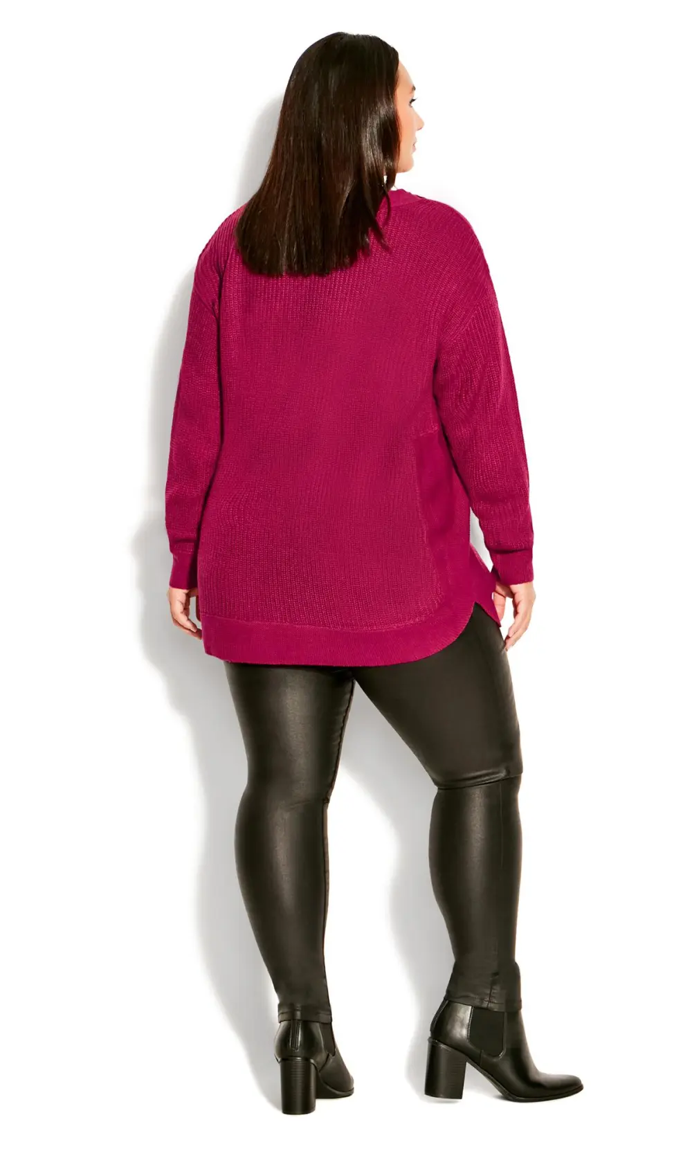 Evans Red Crew Neck Button Detail Jumper