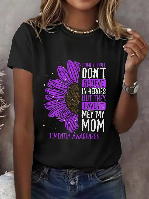 Dementia Awareness Ribbon Mom Warrior T-Shirt
