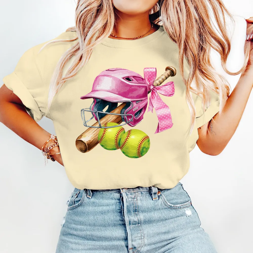 Baseball Season Printed Round Neck Short Sleeve T-Shirt