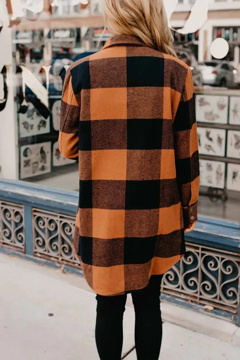Contrast Plaid Coat