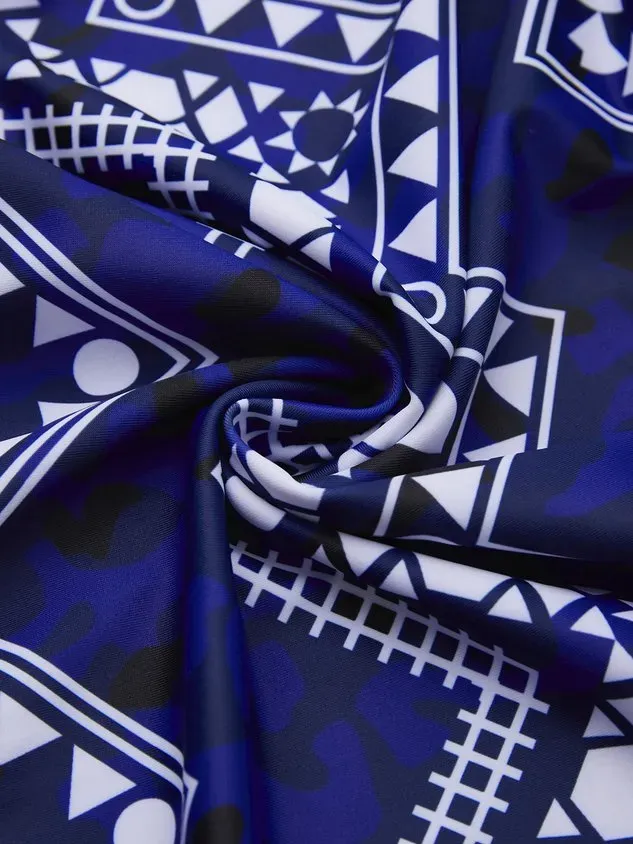 Vacation Ethnic Printing Scoop Neck Tankinis Two-Piece Set