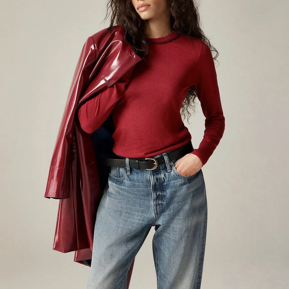 Embellished Fitted Crewneck Sweaters