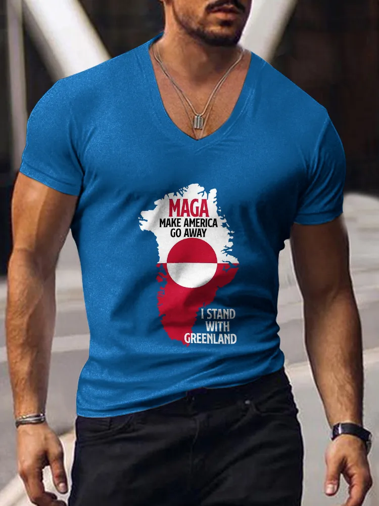 Men's MAGA Short Sleeves V-Neck Pure Cotton T-Shirt