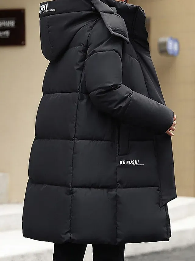 Women's Puffer Jacket Winter Long Parka Windproof Warm with Pocket Full Zip Hoodie Heated Jacket Modern Outdoor Street Khaki Regular Fit Outerwear Long Sleeve