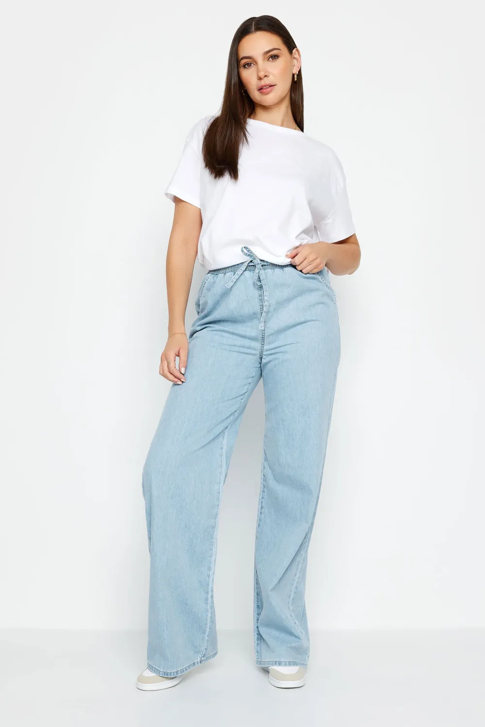 LTS Tall Light Blue Drawstring Wide Leg Jeans