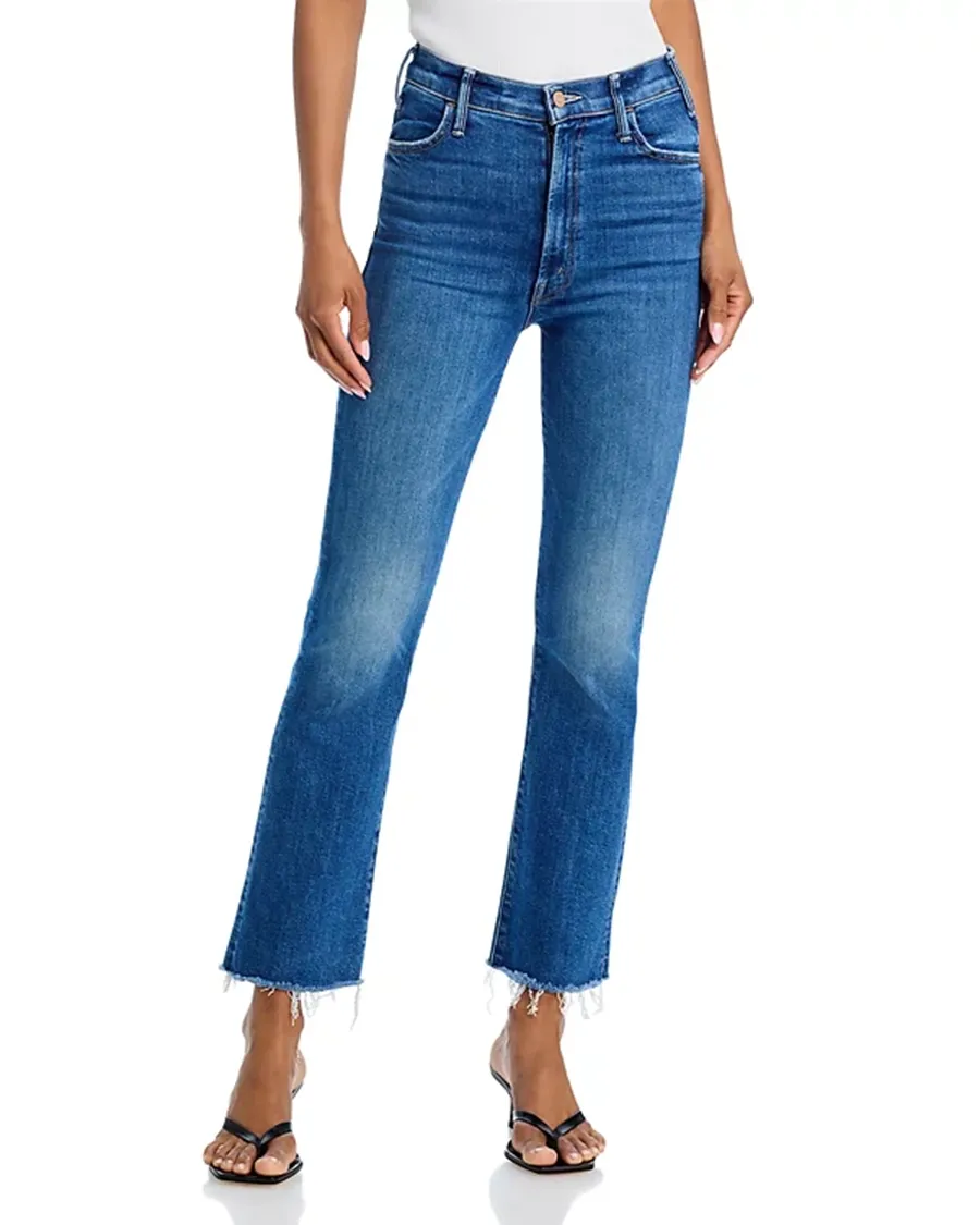 Belt Loops High Rise Flare Leg Ankle Jeans