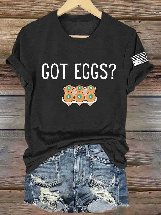 Women'S T-Shirt Women'S Retro Got Eggs? Print T-Shirt