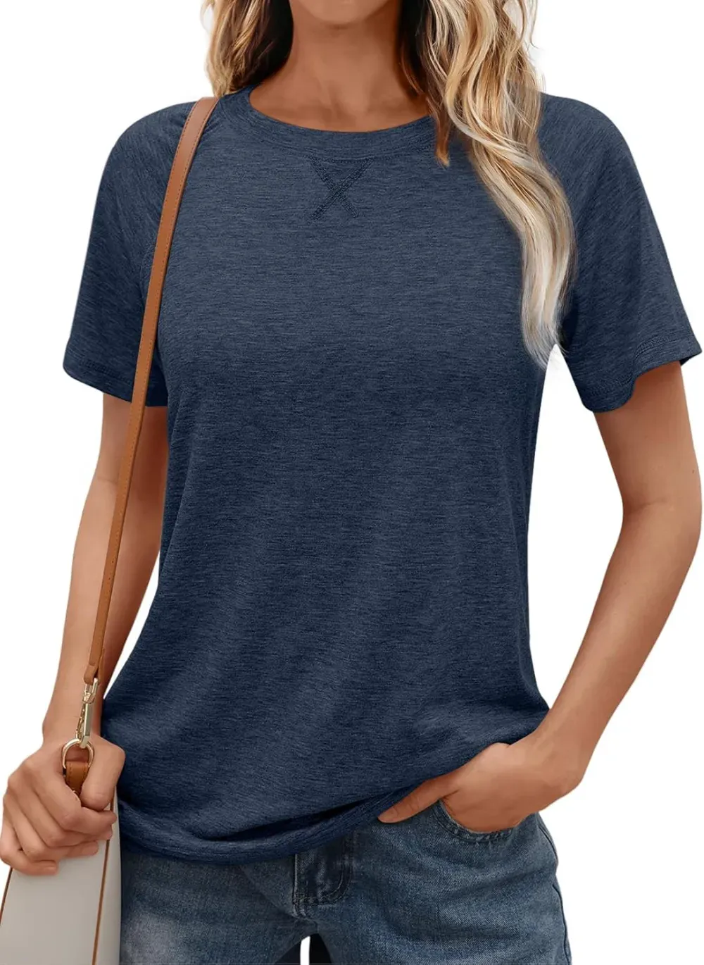 AUTOMET T Shirts Short Sleeve Crewneck Tees for Women Trendy Lightweight Soft Casual Summer Tops Clothes 2024