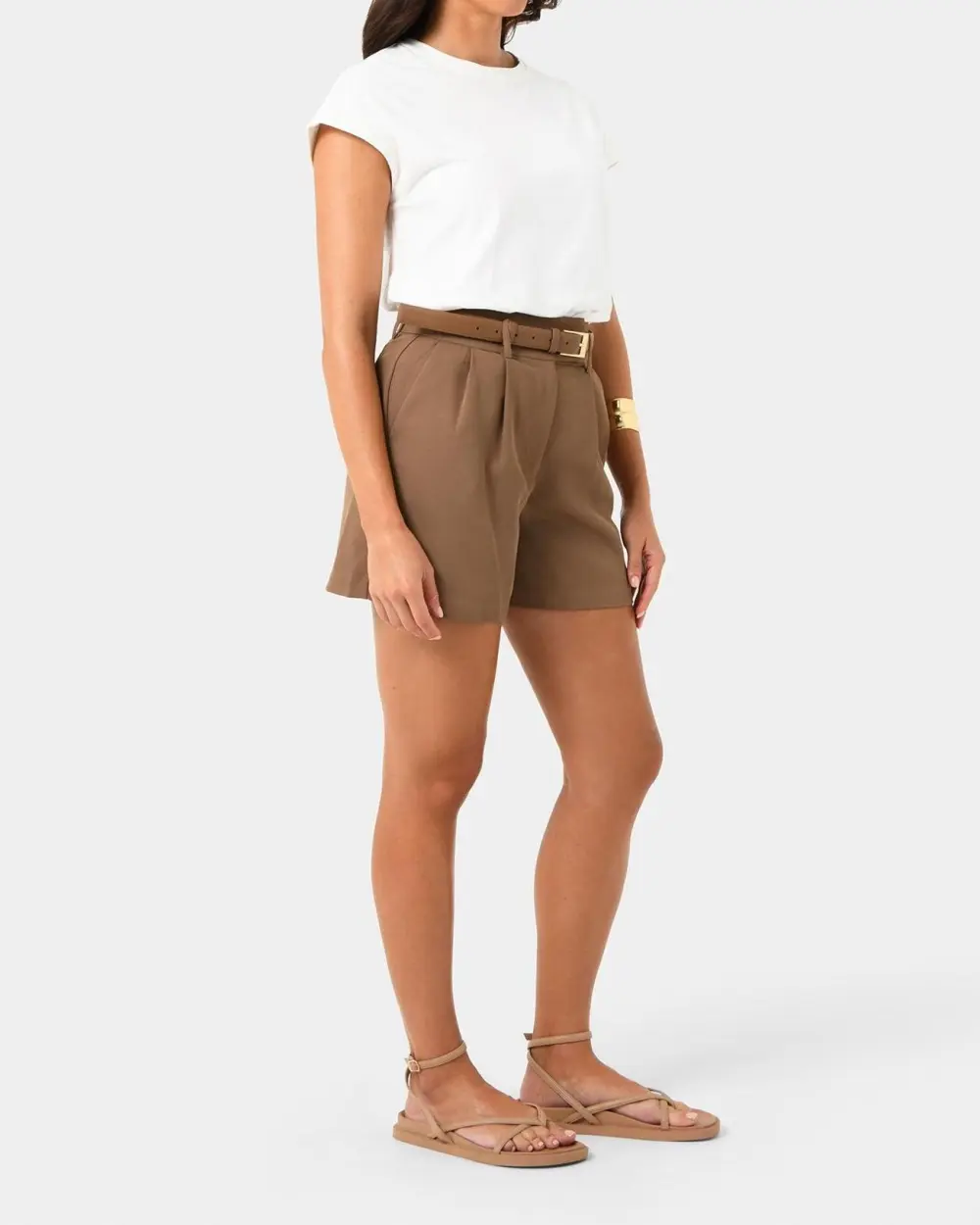 Pleat Front Short -Tobacco
