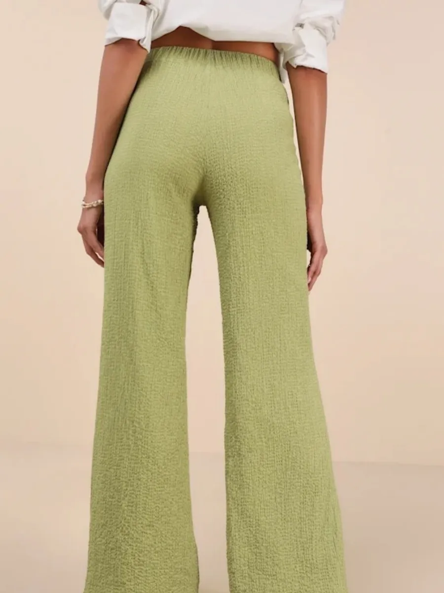 Textured Wide Leg Pants