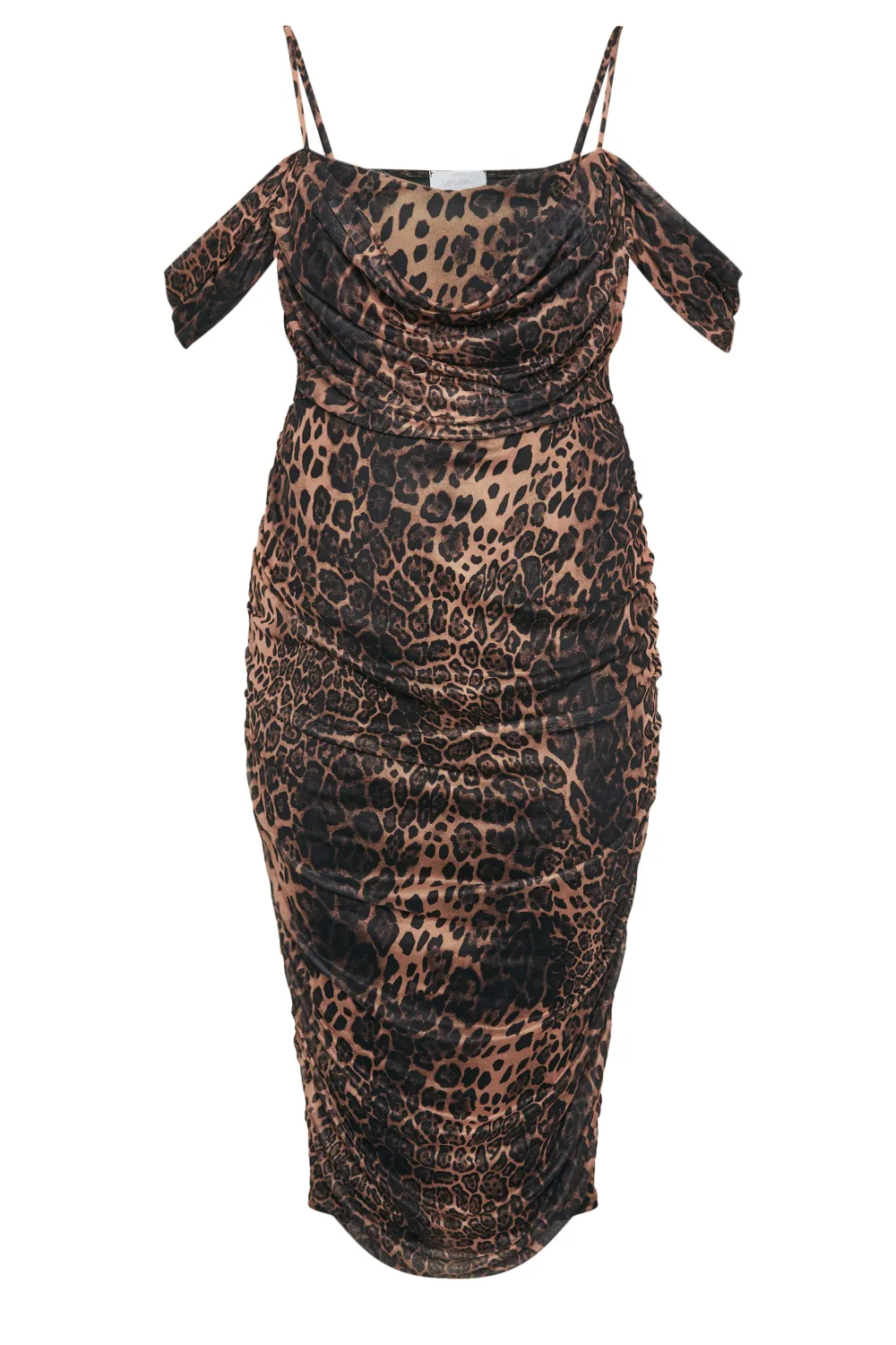 YOURS LONDON Curve Brown Leopard Print Cold Shoulder Dress