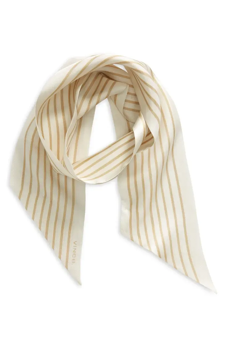STRIPE SILK RIBBON SCARF