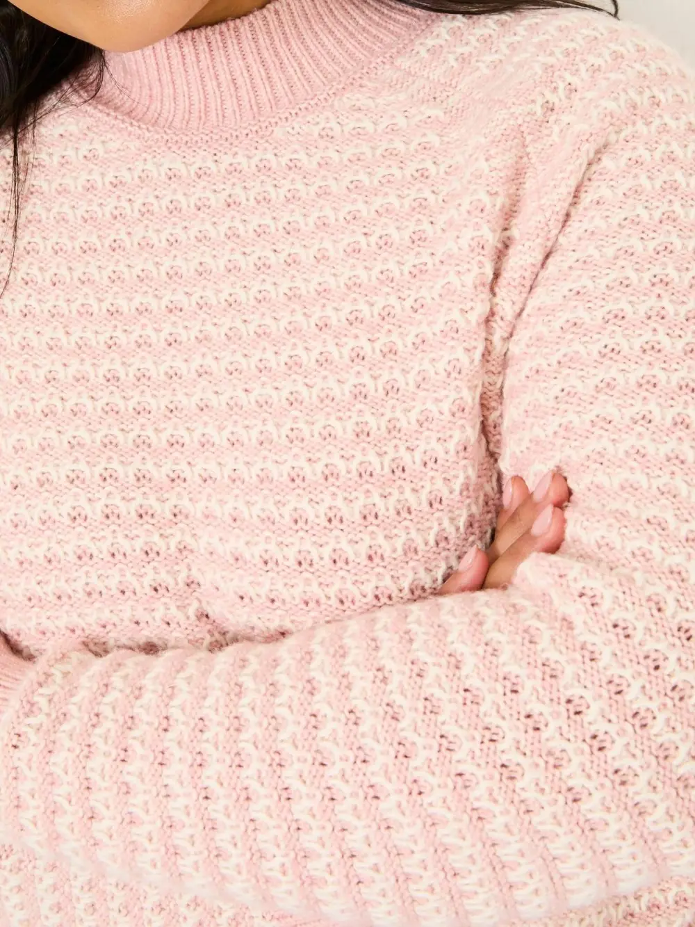 Pink Candy Stripe Knitted Crew Neck Jumper