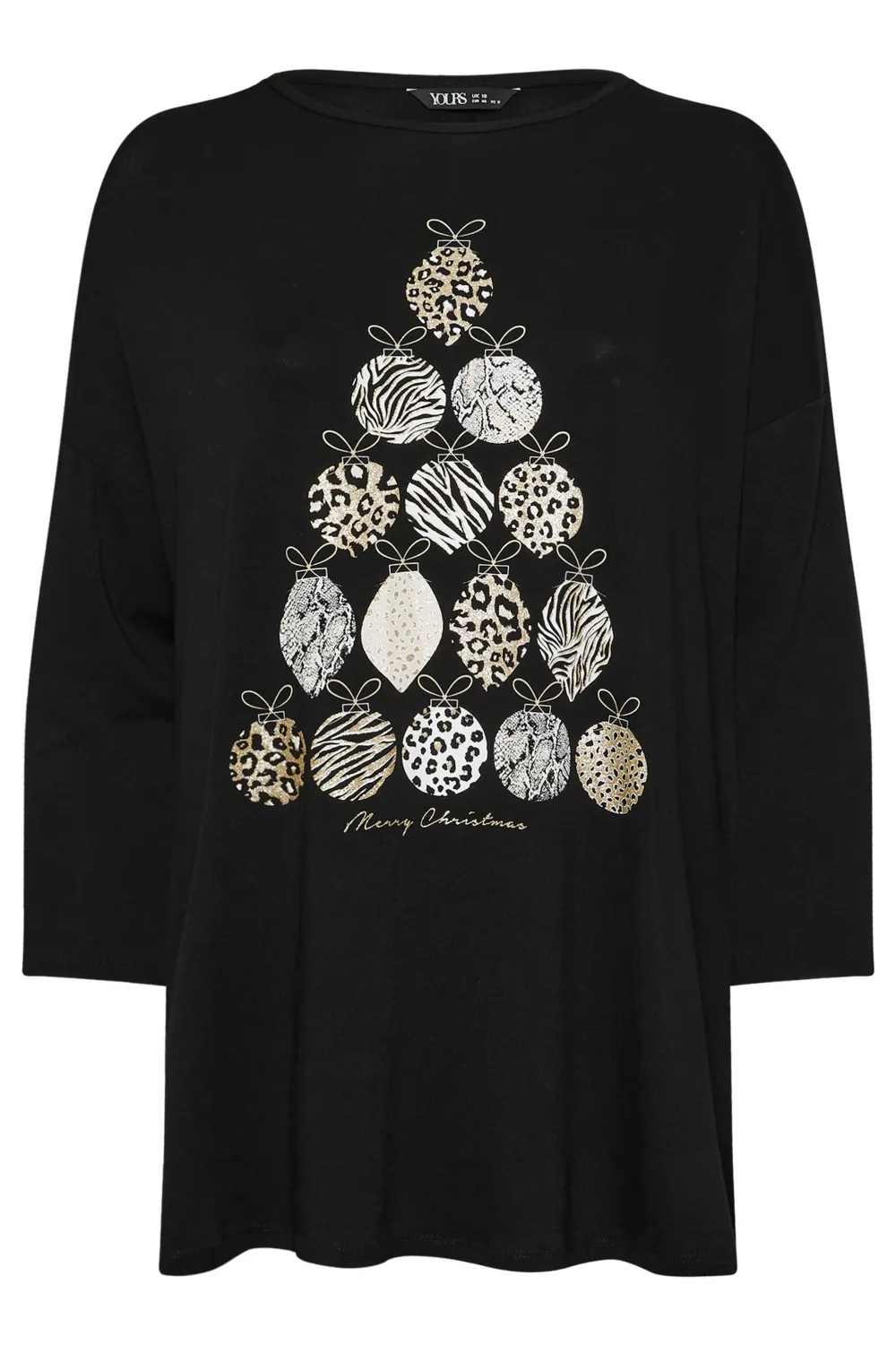 复制YOURS Curve Black 'Merry Gonkmas' Sequin Embellished Christmas Top