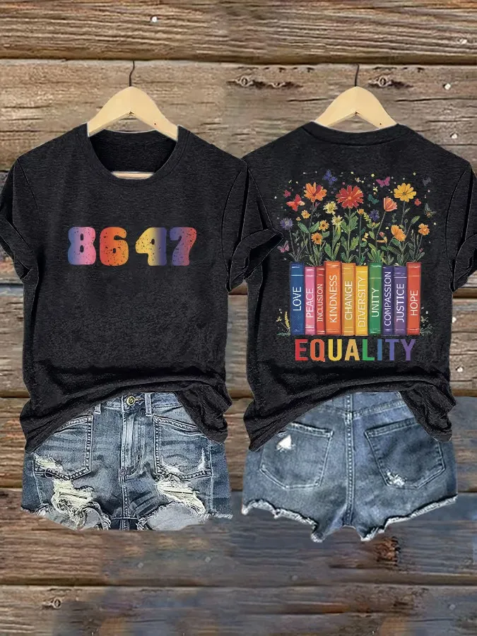 Women'S T-Shirt Retro Flowers 86 47 Equality Matters Equality Never Hurt Anybody Diversity