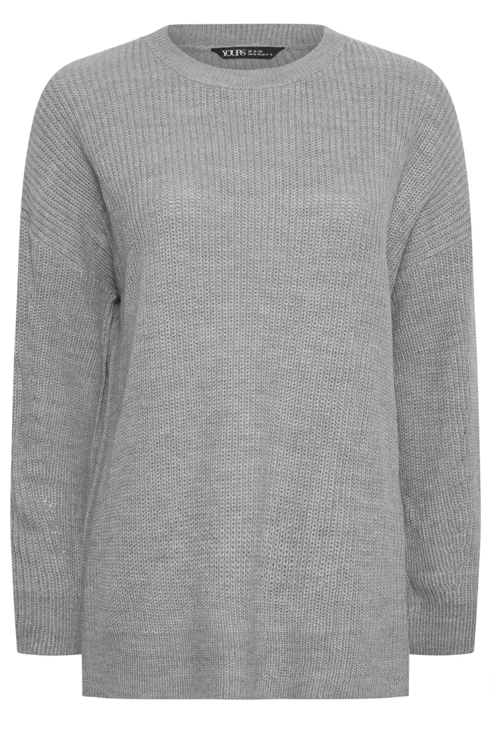 YOURS Curve Grey Drop Shoulder Knitted Jumper
