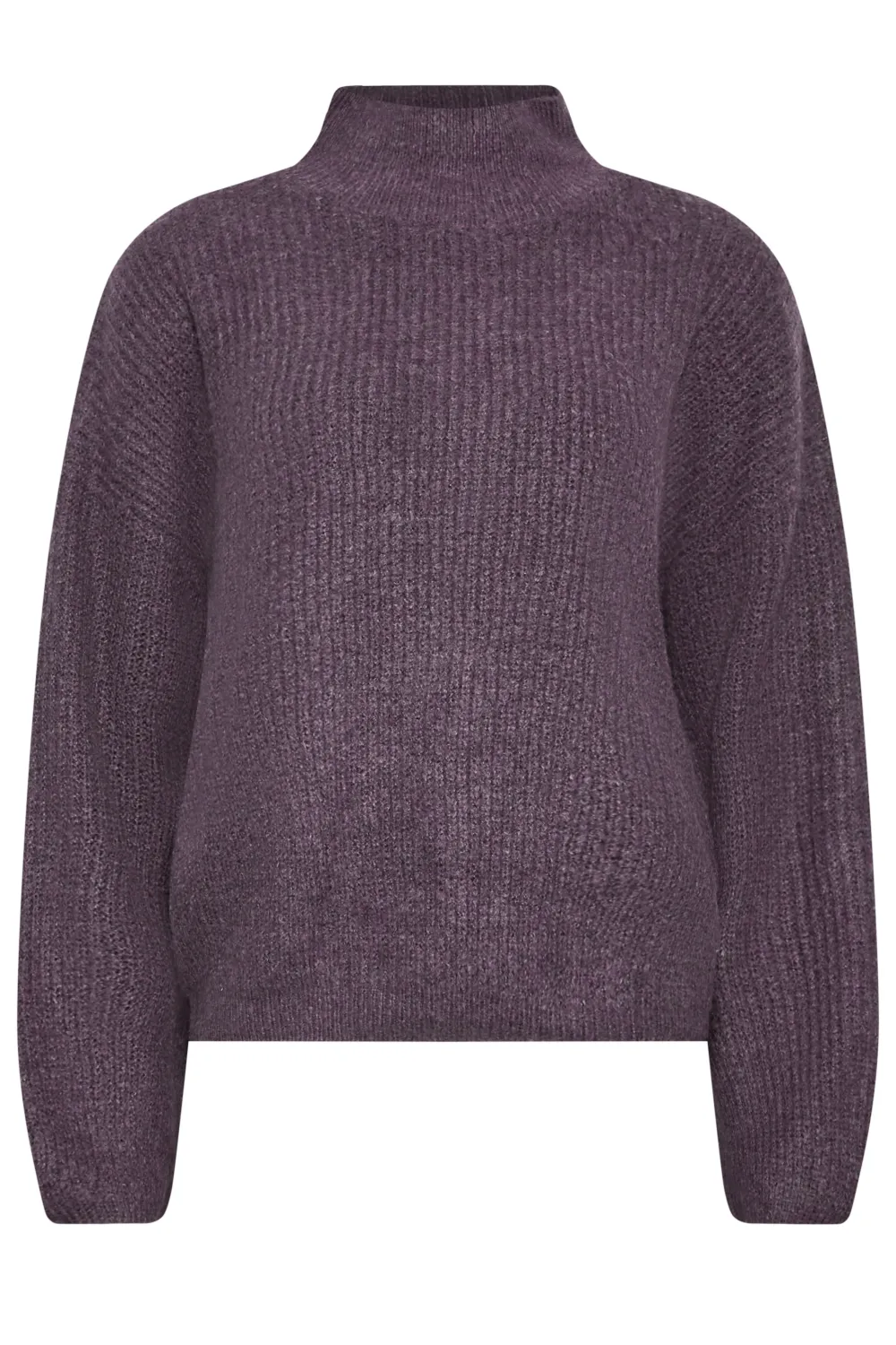 LTS Tall Dark Purple Funnel Neck Knitted Jumper