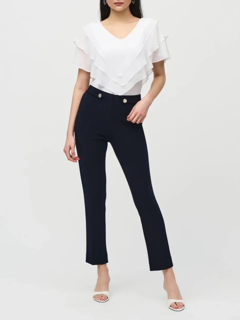 Navy Chiffon - Overlay Silky Knit Top