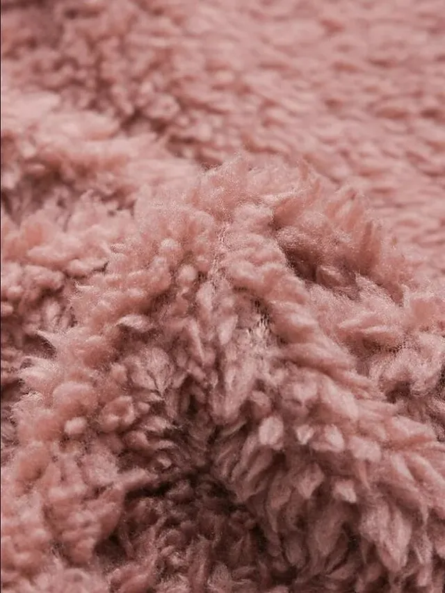 Women's Sherpa Jacket Fleece Teddy Coat Warm Heated Jacket Windproof Hooded Coat with Pocket Pink Minimalism Sweet Loose Fit Outerwear Long Winter Coat