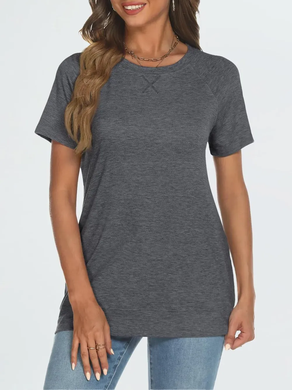 AUTOMET T Shirts Short Sleeve Crewneck Tees for Women Trendy Lightweight Soft Casual Summer Tops Clothes 2024