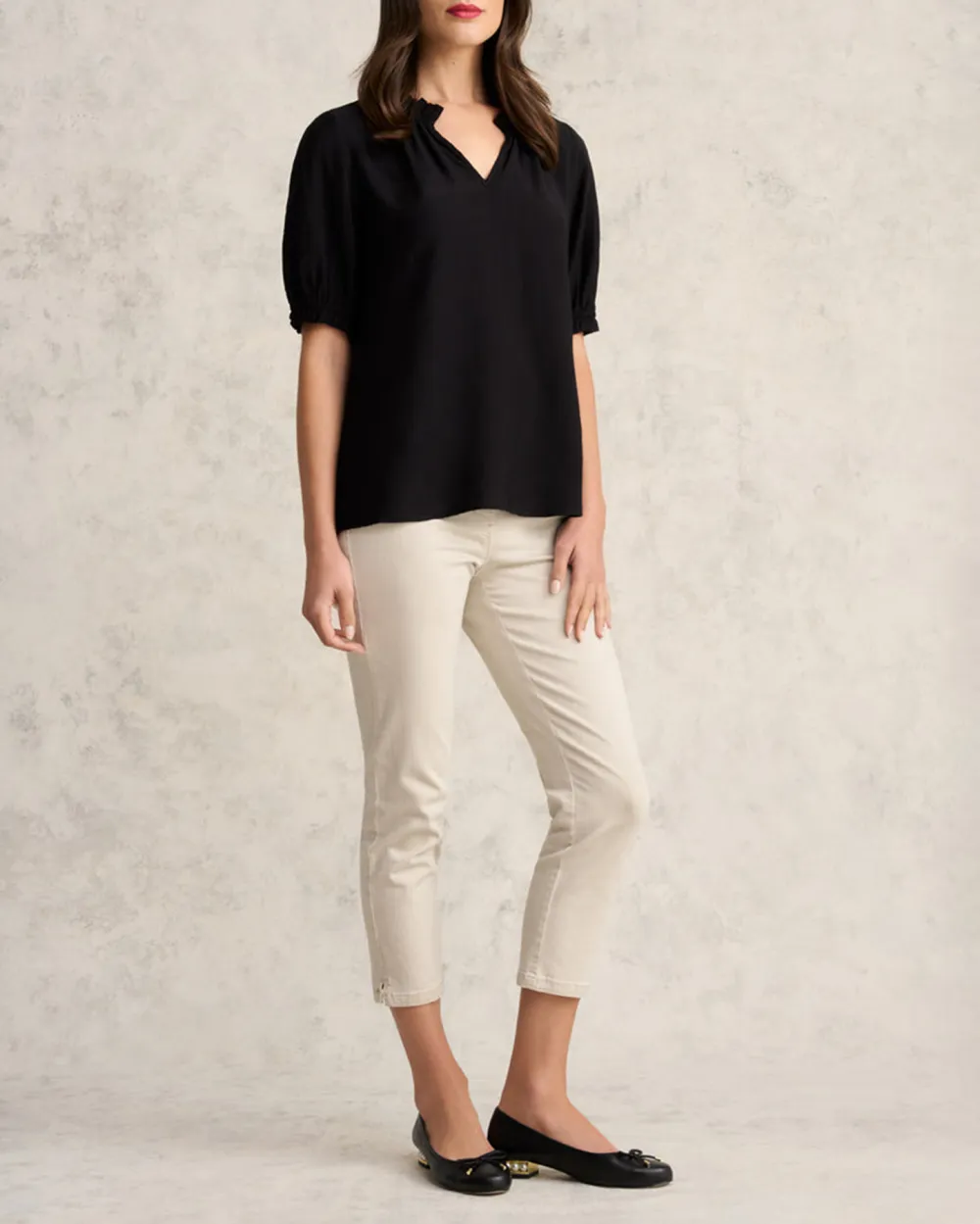 Puff Sleeve V Neck Blouse