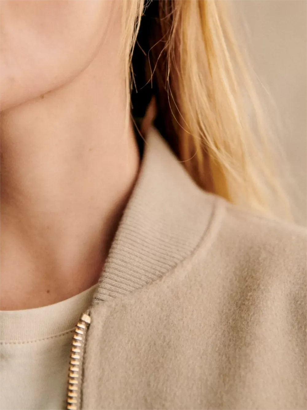 Beige Color Blocked Varsity Jacket