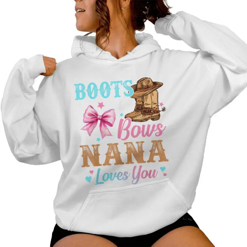 Boots Or Bows Nana Loves You Gender Reveal Family Women Hoodie